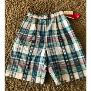 Vintage 80's NANCY HALEY size 6 GOLF SHORTS Plaid Pleated Sun daze USA *NEW* Z21